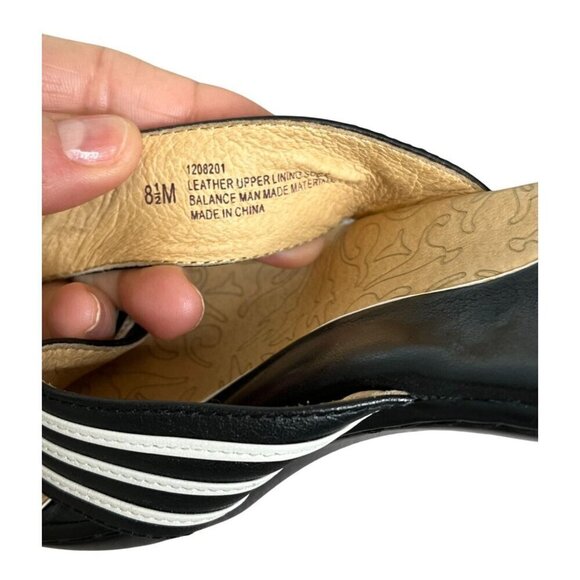 🆕 Söfft VESTA Black & White Striped Cross-Strap Heeled Sandals Size 8.5 - Picture 9 of 10